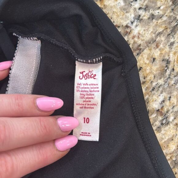 Kids Justice black one piece bathing suit with Lace High Neck and built in bra - Picture 6 of 6